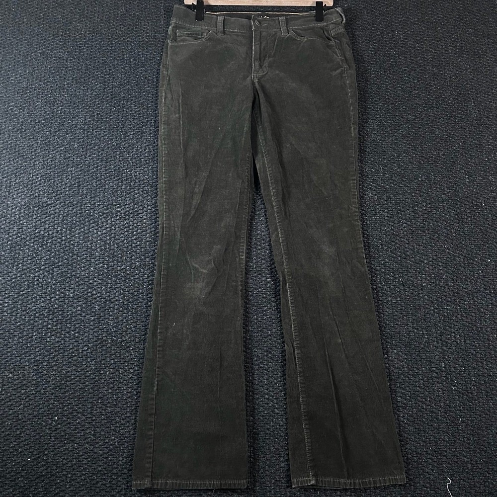 Old Navy Womens Size 8 Long High Rise Corduroy Pants Dark Olive Green Flare Leg